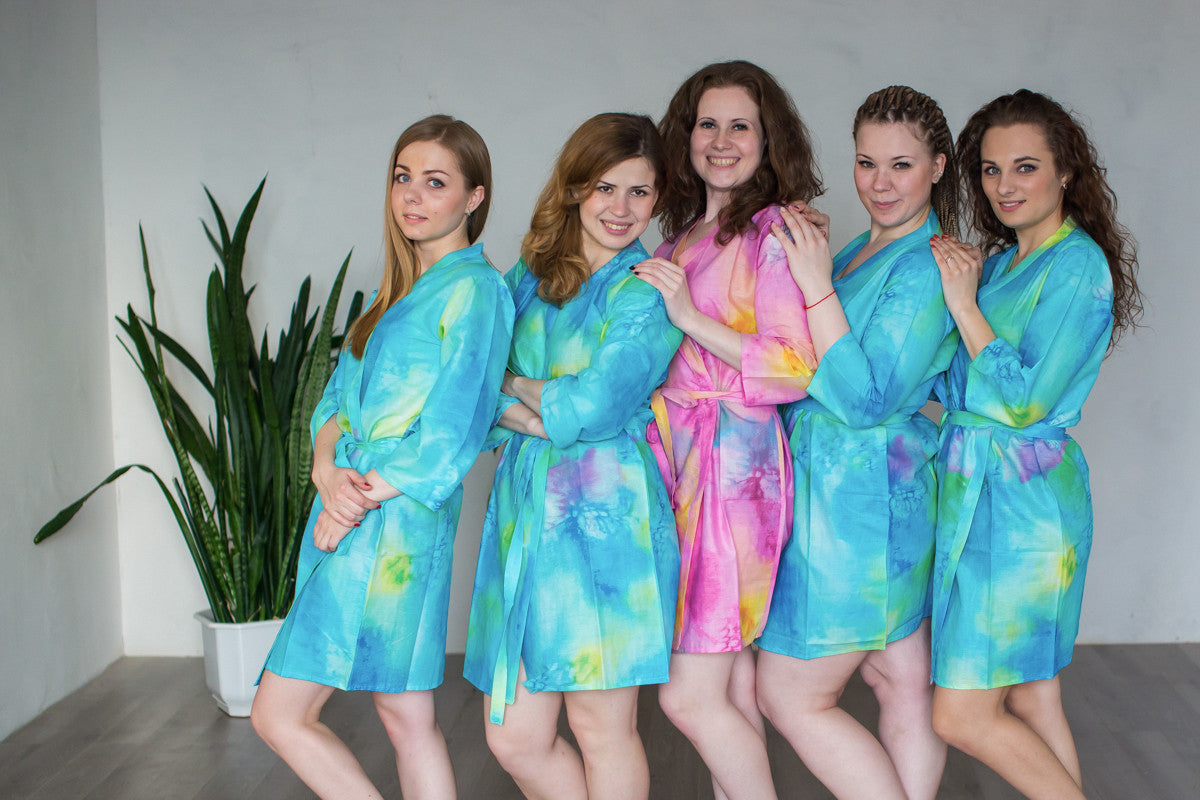 Blue Watercolor Splash Robes for bridesmaids | Getting Ready Bridal Robes