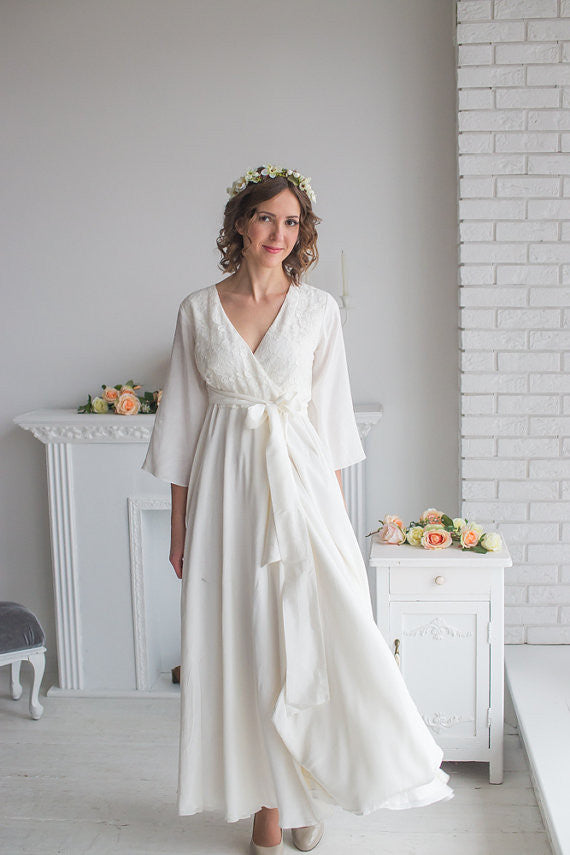 White Bridal Robe from my Paris Inspirations Collection - Lacey Silk in White 