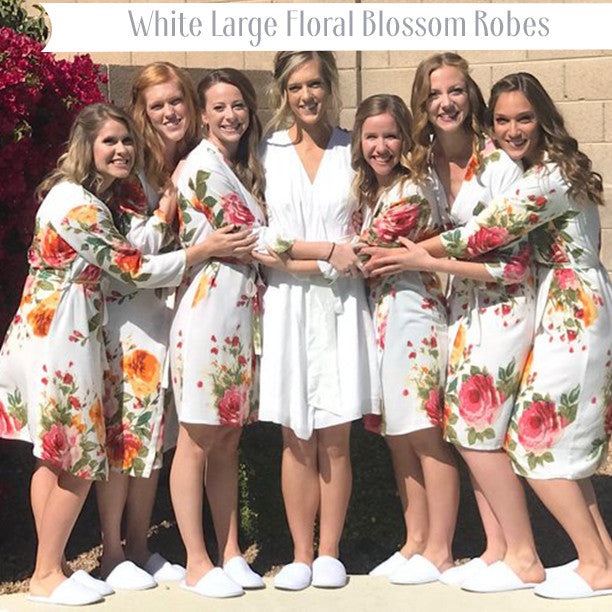 White Large Floral Blossom Robes