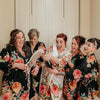 Large Floral Blossom Bridesmaids Robes in Black 