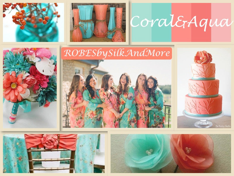 Coral and Aqua Wedding Robes