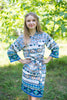White Blue Aztec Geometric Robes for bridesmaids | Getting Ready Bridal Robes