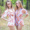 Short Sleeved Crossover Style Bridesmaids Rompers in Floral Posy Pattern