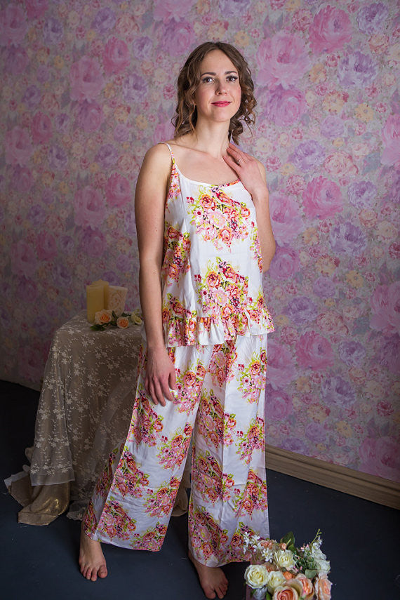 Frilly Style Pj Sets in Floral Posy Pattern