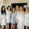 Gray Scalloped Trim Floral Sketch Bridesmaids Robes Sets