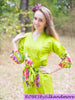 Bright Green One long flower pattered Robes for bridesmaids | Getting Ready Bridal Robes