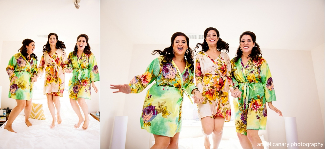 Green Large Floral Blossom Robes for bridesmaids | Getting Ready Bridal Robes