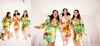 Green Large Floral Blossom Robes for bridesmaids | Getting Ready Bridal Robes