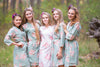 Grayed Jade Faded Floral Robes for bridesmaids