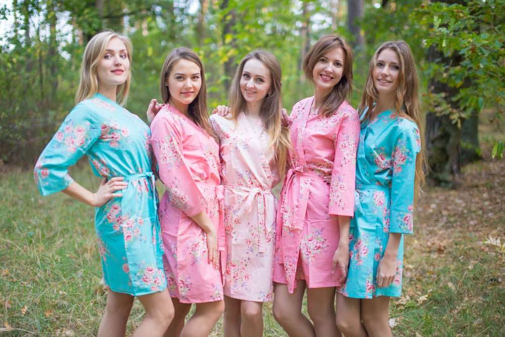 Pink Robe Captain Aqua and Rose Pink Wedding Color Robes – robesbysilkandmore