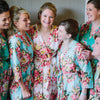 Light Blue Rosy Red Posy Robes for bridesmaids