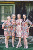 Gray Rosy Red Posy Robes for bridesmaids
