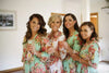 Mint Rosy Red Posy Robes for bridesmaids