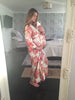 White Rosy Red Posy Ankle length Maternity Robe