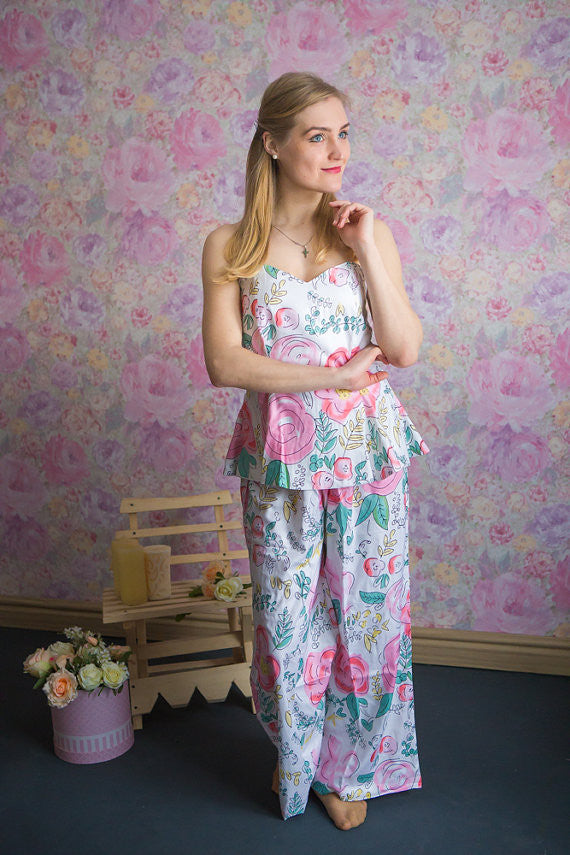 Strapless Style Long PJs in Whimsical Giggles Pattern