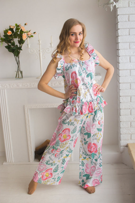 Ruffled Style Long PJs in Whimsical Giggles Pattern