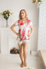U-shaped neckline Style PJs in Fuchsia Large Floral Blossom Pattern