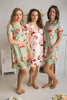  Bridesmaids Shirts in Grayed Jade - A rumor among fairies Pattern - Short Sleeved Notched Collar Styl