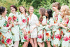 Mint Large Floral Blossom Bridesmaids Robes Set