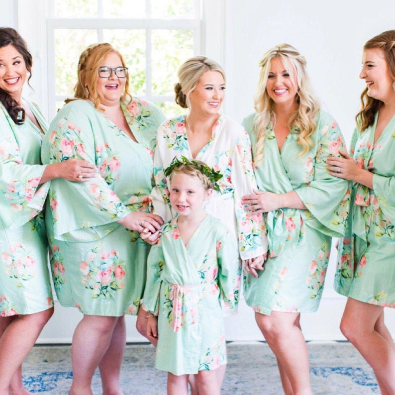 Soft Mint in Dreamy Angel Song  Set of Bridesmaids Robes