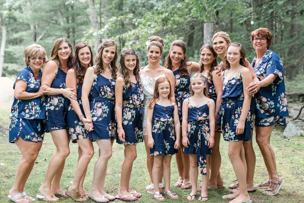 Navy Blue Belted Slip Style Dreamy Angel Song Bridesmaids Rompers Set