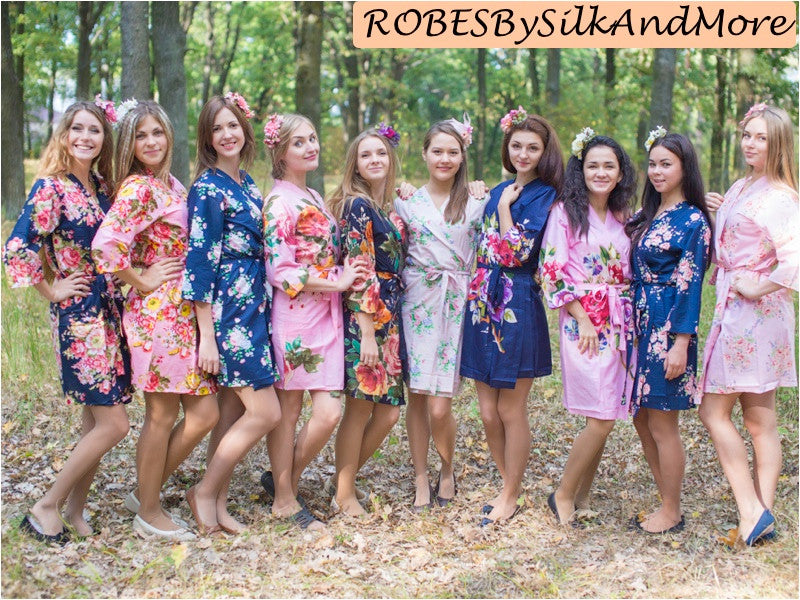 Navy Blue, Pink and Blush Wedding Color Robes