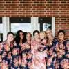 Navy Blue Rosy Red Posy Bridesmaids Robes
