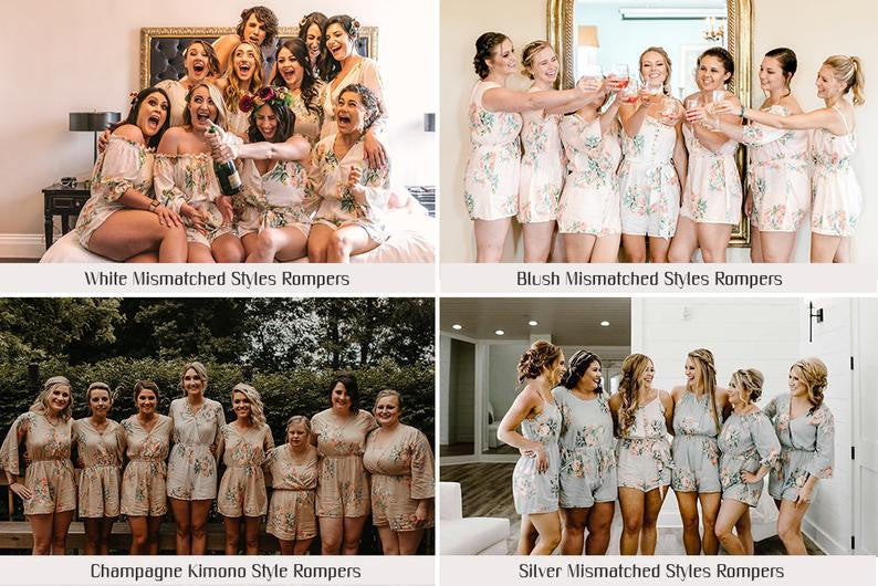 Ice Blue Mismatched Styles Dreamy Angel Song Bridesmaids Rompers Set