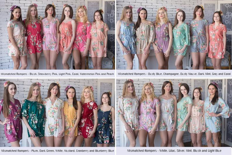 Blush Mismatched Style Dreamy Angel Song Bridesmaids Rompers Set