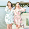 Rosegold Tropical Delight Palm Leaves Bridesmaids Robes Sets