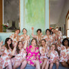 White and Magenta Floral Posy Bridal Party Robes