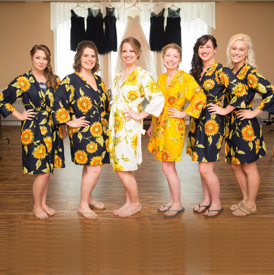Mismatched Sunflower Bridesmaids Robes – robesbysilkandmore